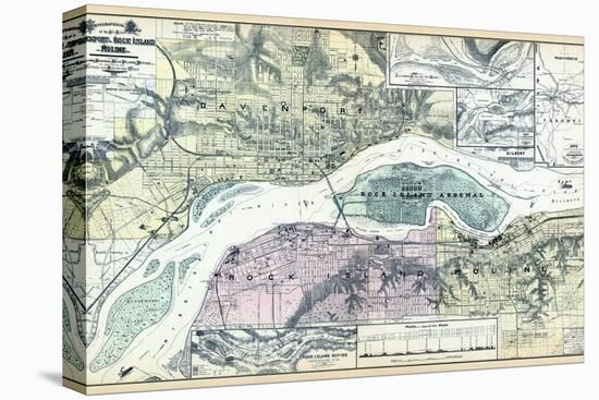 1894, Davenport 2, Rock Island and Moline - Topographical Map, Iowa, United States-null-Premier Image Canvas