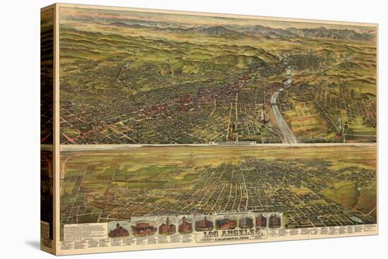 1894, Los Angeles, Drawn and Lithographed by B.W. Pierece, 1894, California, United States-null-Premier Image Canvas