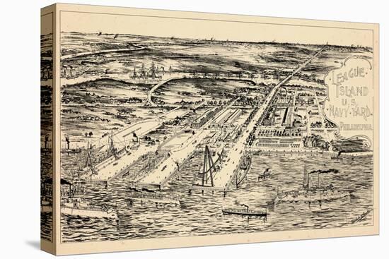 1897, Philadelphia Naval Shipyard Bird's Eye View, Pennsylvania, United States-null-Premier Image Canvas