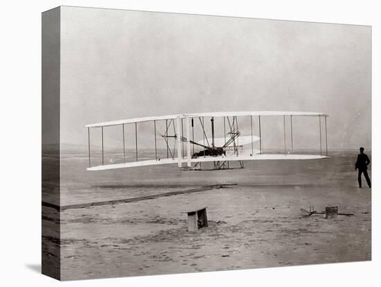 1903 Wright Brothers' Plane Taking Off at Kitty Hawk, North Carolina-null-Premier Image Canvas