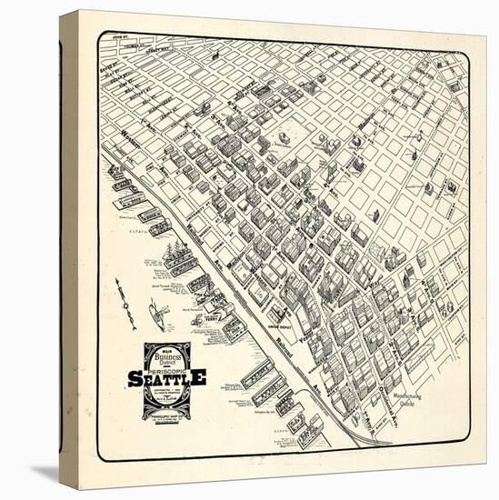 1904, Seattle Bird's Eye View of Business District, Washington, United States-null-Premier Image Canvas