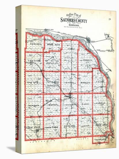 1907, County Outline Map, Nebraska, United States-null-Premier Image Canvas