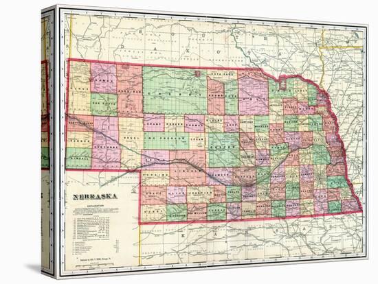 1907, State Map, Nebraska, United States-null-Premier Image Canvas