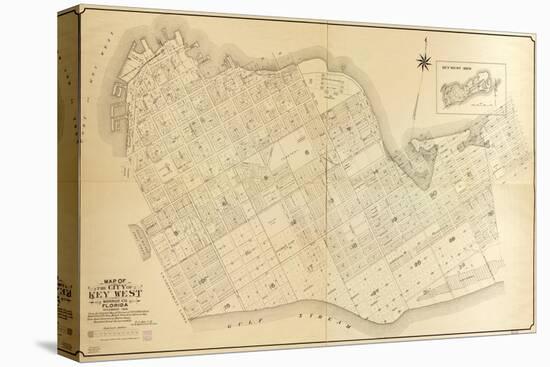1908, Key West Wall Map from 1829 Maps and Surveys, Florida, United States-null-Premier Image Canvas