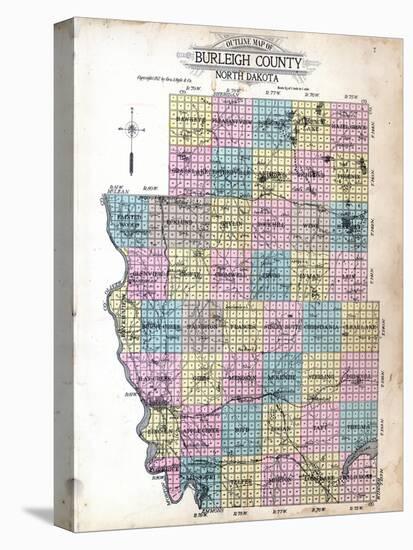 1912, Burleigh County Outline Map, North Dakota, United States-null-Premier Image Canvas