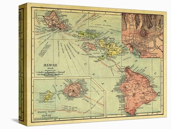 1912, Hawaii State Map, Hawaii, United States-null-Premier Image Canvas