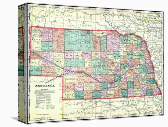 1912, State Map, Nebraska, United States-null-Premier Image Canvas