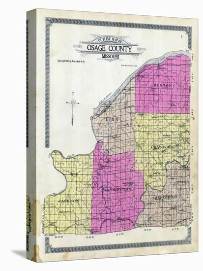 1913, Osage County Outline Map, Missouri, United States-null-Premier Image Canvas