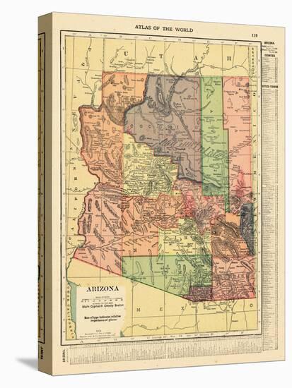 1914, Arizona State Map 1914, Arizona, United States-null-Premier Image Canvas