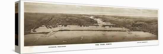 1915, Superior, WI and Duluth, MN Bird's Eye View, Wisconsin, United States-null-Premier Image Canvas