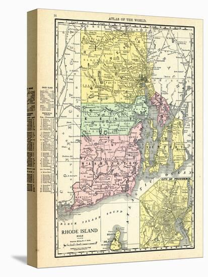 191x, Rhode Island State Map With Providence Inset, Rhode Island, United States-null-Premier Image Canvas