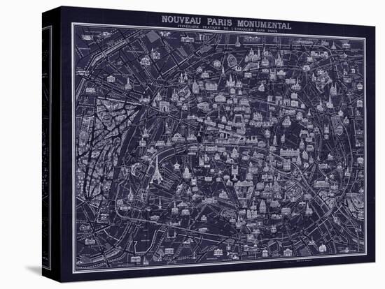 1920 Pocket Map of Paris Blueprint style-Vintage Lavoie-Premier Image Canvas