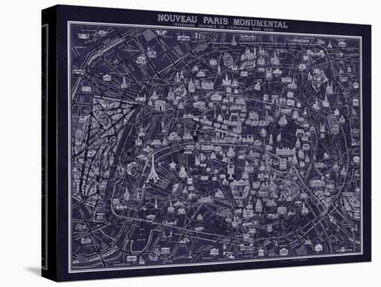 1920 Pocket Map of Paris Blueprint style-Vintage Lavoie-Premier Image Canvas