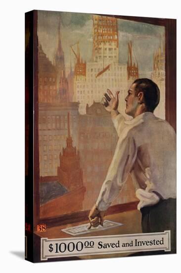 1920s American Banking Poster, $1000 Saved and Invested-null-Premier Image Canvas