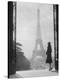 1920s Anonymous Silhouetted Woman Standing in Profile in the Trocadero across the Seine-null-Premier Image Canvas
