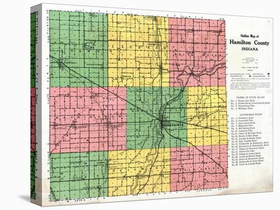 1922, Hamilton County Outline Map, Indiana, United States-null-Premier Image Canvas