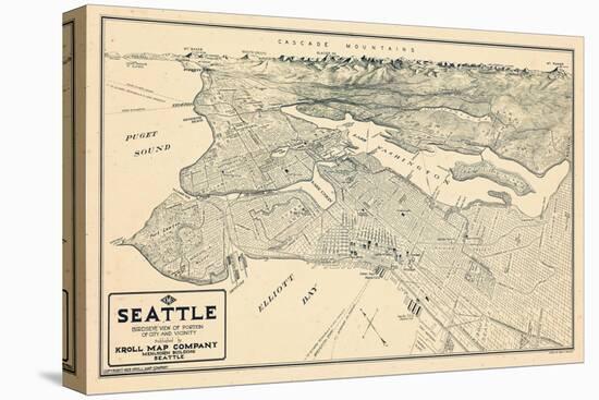 1925, Seattle Bird's Eye View, Washington, United States-null-Premier Image Canvas