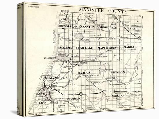 1930, Manistee County, Arcadia, Pleasanton, Springdale, Cleon, Onekama, Bear Lake, Maple Grove, Mic-null-Premier Image Canvas