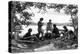 1930s 5 GIRLS AROUND CAMP FIRE NEAR LAKE CANOE SUMMER YOUTH ALGONQUIN PARK CANADA-H. Armstrong Roberts-Premier Image Canvas