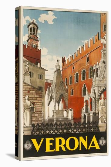 1930s Italian Travel Poster with Scaliger Tombs, Verona-null-Premier Image Canvas