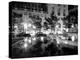 1930s Night Scene 5th Avenue Tree Lined Sidewalk Cars Anonymous Silhouetted Men Reflecting Water-null-Premier Image Canvas