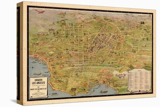 1932, Los Angeles Tourist Map, California, United States-null-Premier Image Canvas