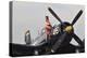 1940's Style Navy Pin-Up Girl Sitting on a Vintage Corsair Fighter Plane-null-Premier Image Canvas