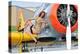 1940's Style Pin-Up Girl Posing on a T-6 Texan Training Aircraft-null-Premier Image Canvas