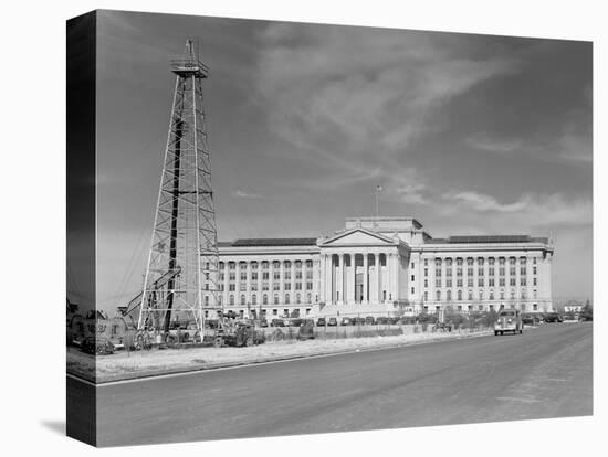 1940s Capitol Building with Oil Derrick in Foreground Oklahoma City-null-Premier Image Canvas