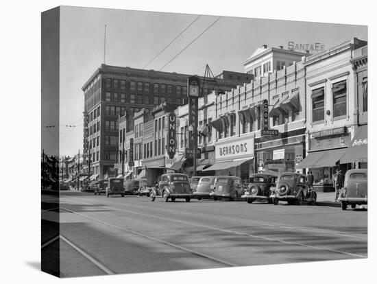 1940s Kansas Street Shopping District Cars Shops Storefronts Topeka Kansas-null-Premier Image Canvas