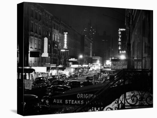 1940s Night Street Scene West 52nd Street Lights from Numerous Clubs and Nightclubs New York-null-Premier Image Canvas