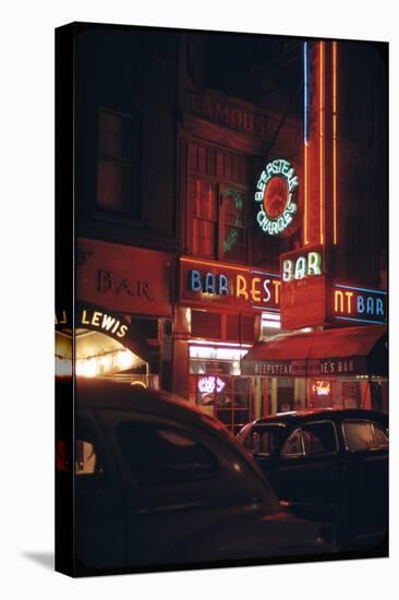 1945: a Night Image of Beef Steak Charlie's Restaurant on 50th and Broadway, New York, NY-Andreas Feininger-Premier Image Canvas
