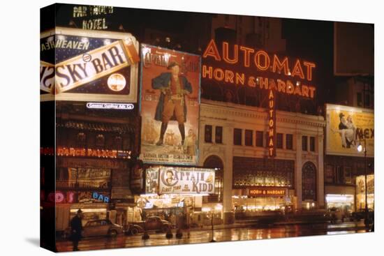 1945: Broadway and 42nd Street at Night in Front of Automat Horn and Hardart, New York, NY-Andreas Feininger-Premier Image Canvas