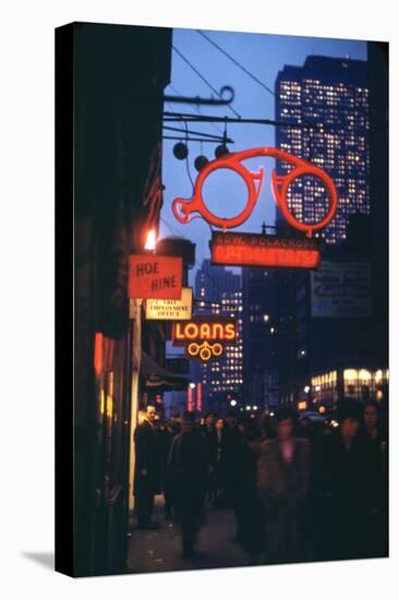 1945: Midtown Manhattan at Night with Neon Lights Advertising, New York, Ny-Andreas Feininger-Premier Image Canvas