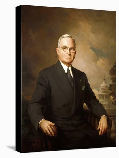1948 Portrait of Harry Truman Painted by Greta Kempton-null-Stretched Canvas