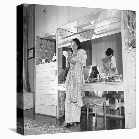 1949: Consuelo Madrigal Putting Make Up on for a Party-Jack Birns-Premier Image Canvas