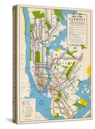 1949 New York Subway Map New York United States Giclee Print Art Com