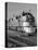 1950s-1960s Streamlined Burlington Route Railroad Train Diesel Locomotive Engine at Station-null-Premier Image Canvas
