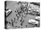 1950s New York City, NY 5th Avenue Overhead View of Traffic and Pedestrians Crossing Street-null-Premier Image Canvas