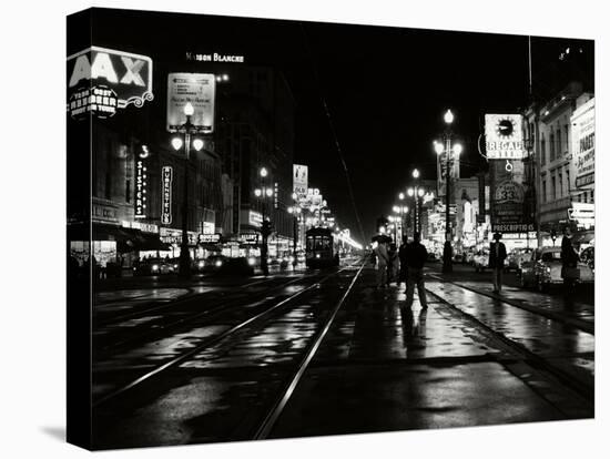 1950s Night Scene Canal Street New Orleans,, Louisiana-null-Premier Image Canvas