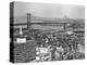 1950s Philadelphia,, PA  Looking Northeast Past Delaware River Waterfront to Benjamin Franklin-null-Premier Image Canvas