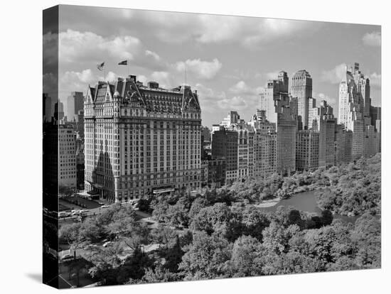 1950s Skyline of New York City Manhattan 57th Street Along Central Park Plaza Hotel-null-Premier Image Canvas