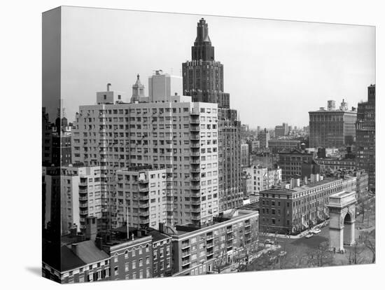 1950s View Washington Square North with Arch Fifth Avenue Buildings Number 1 and 2-null-Premier Image Canvas