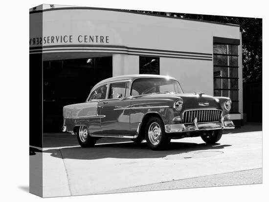1955 Chev Belair 7 B&W-Clive Branson-Stretched Canvas