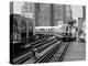 1960s-1970s Chicago, Public Transportation El Train Turning into the Loop on Wells Street-null-Premier Image Canvas