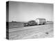 1960s-1970s Family Station Wagon and Camping Trailer Driving on Country Highway on Vacation-null-Premier Image Canvas
