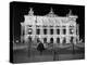 1960s ANONYMOUS SILHOUETTED MAN LOOKING AT PALAIS GARNIER OPERA HOUSE AT NIGHT PARIS FRANCE-Panoramic Images-Premier Image Canvas