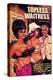 1960s USA Topless Waitress Book Cover-null-Premier Image Canvas