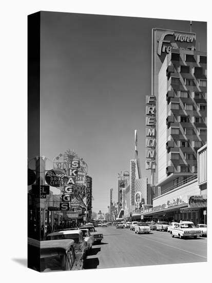 1960s View Down Freemont Street Downtown Las Vegas, Nevada-null-Premier Image Canvas