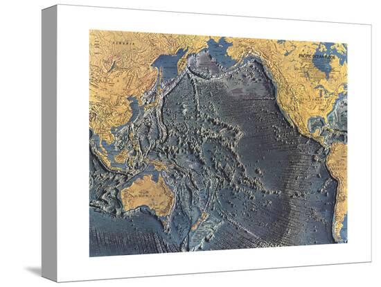 1969 Pacific Ocean Floor Map Stretched Canvas Print By National Geographic Maps Art Com
